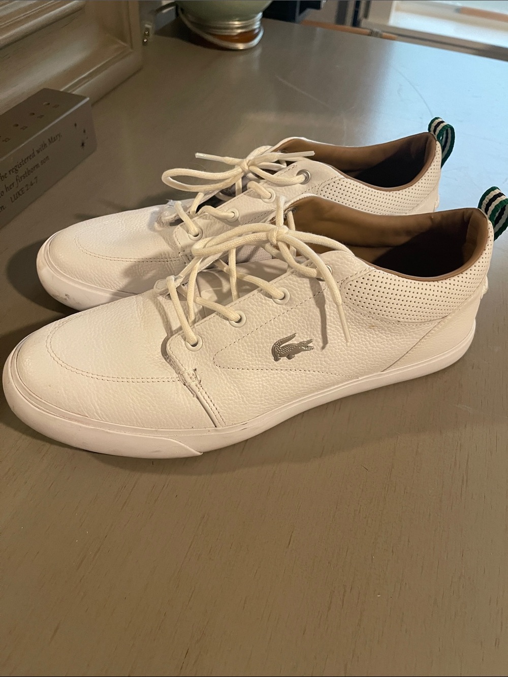 Lacoste Men's White Leather Low-Top Sneakers “Bayliss”